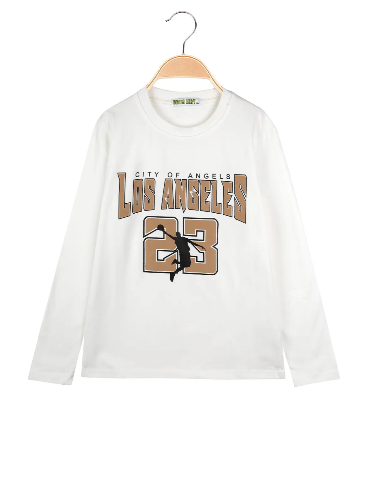 Brum Beby T-shirt da bambino a maniche lunghe con stampa - bianco