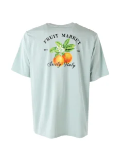 Buoncostume T-shirt da uomo in cotone con stampa davanti e dietro - acqua marina