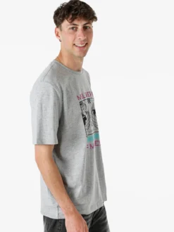 Buoncostume T-shirt girocollo da uomo in cotone con stampa - grigio