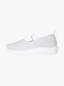 Canguro Ballerine donna in maglia con zeppa e fascia elastica - bianco