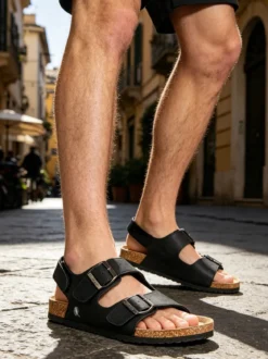 Canguro Sandali uomo con fibbie e cinturino a strappo