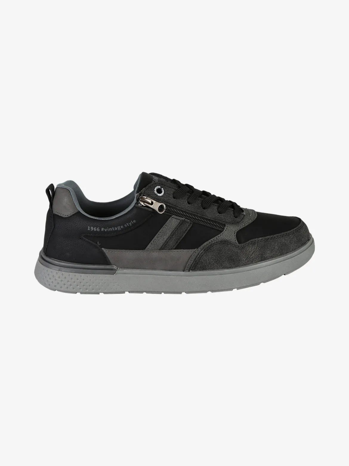 Canguro Sneakers basse da uomo con lacci e zip - nero