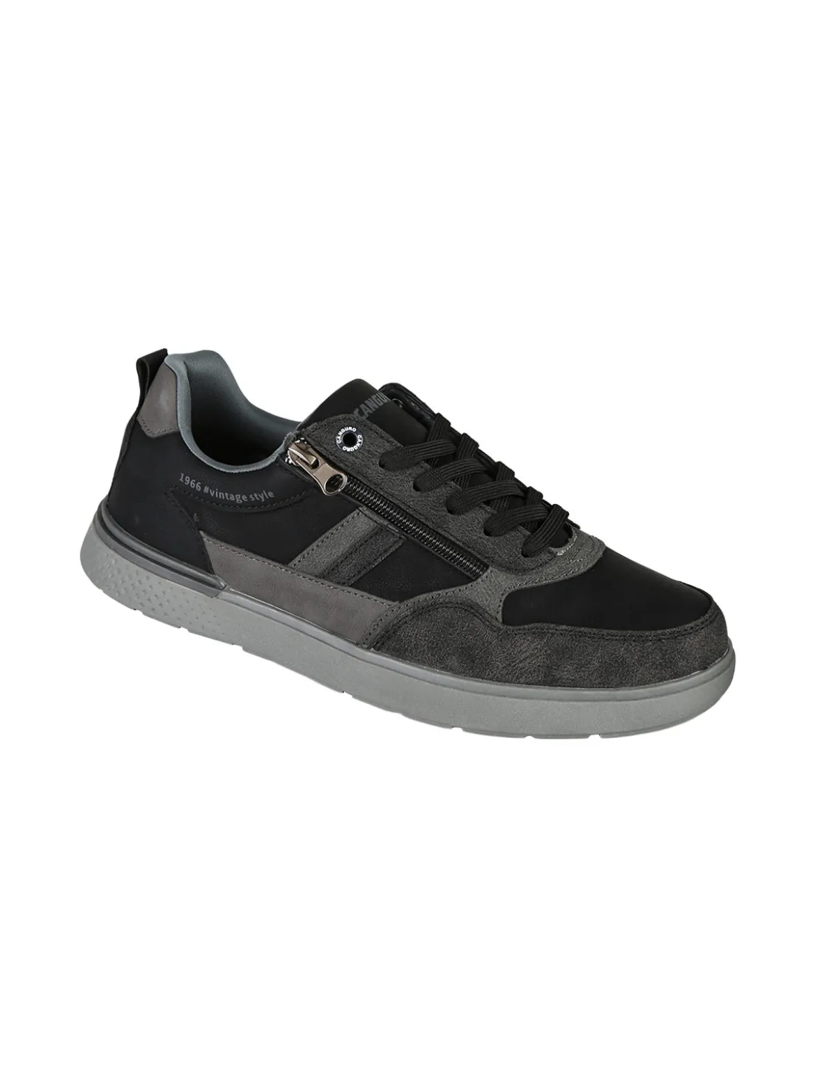 Canguro Sneakers basse da uomo con lacci e zip - nero