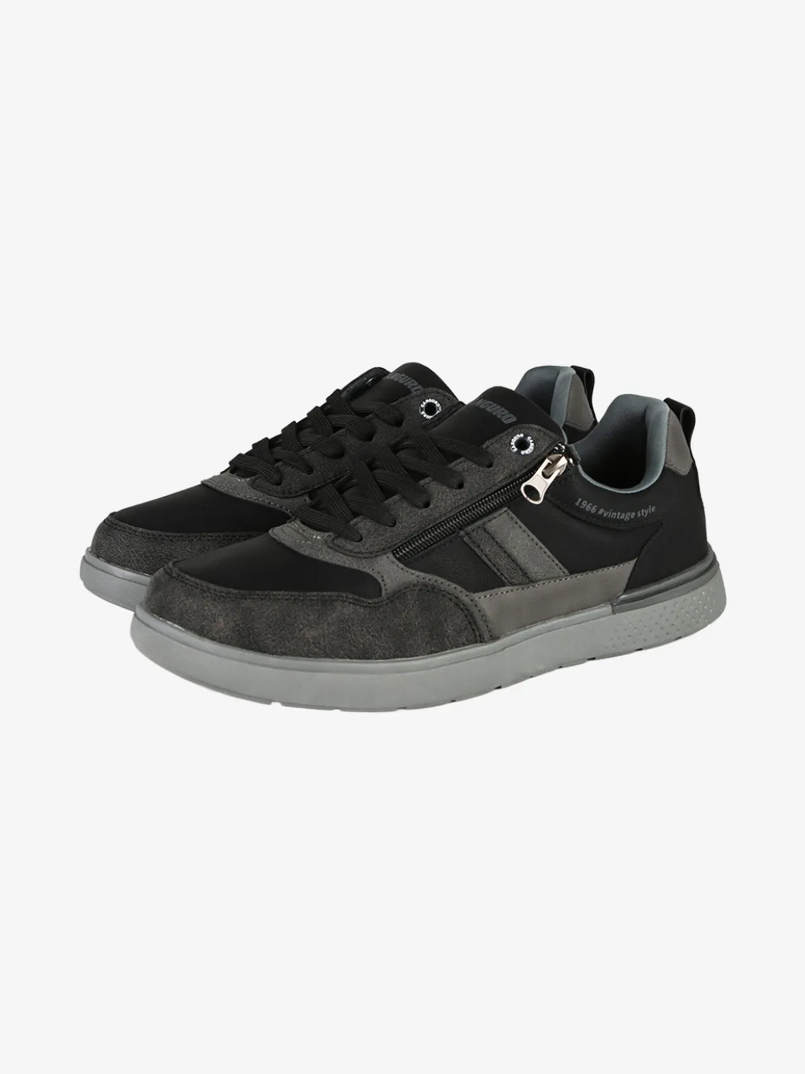 Canguro Sneakers basse da uomo con lacci e zip - nero