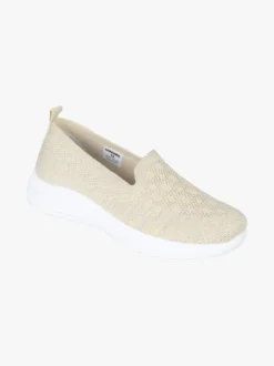 Canguro Sneakers donna slip on in maglia con zeppa - oro
