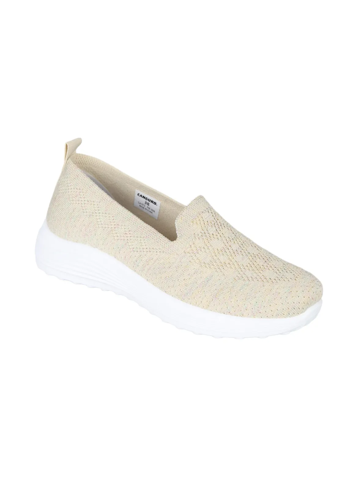 Canguro Sneakers donna slip on in maglia con zeppa - oro