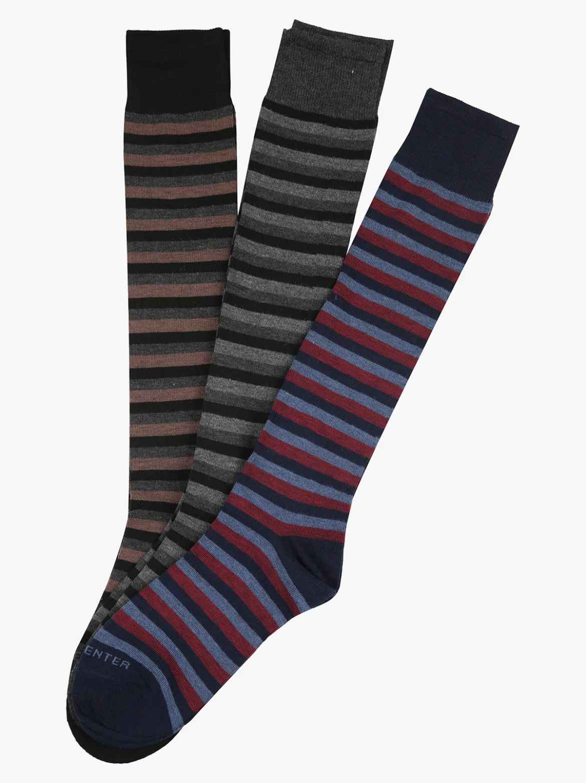 Carpenter Confezione da 3 paia di calze lunghe da uomo a righe