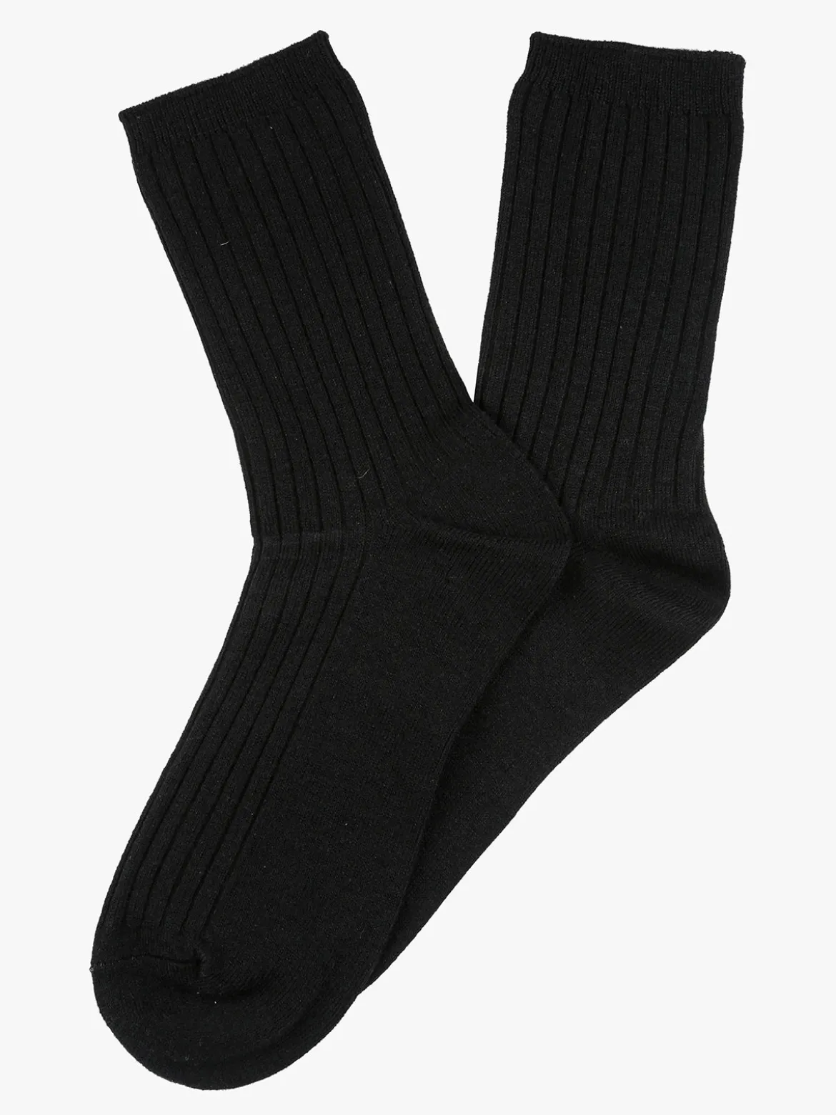 Cashmere Blend Calze corte donna a coste in misto cashmere - nero