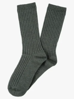 Cashmere Blend Calze lunghe donna a coste in misto cashmere - verde