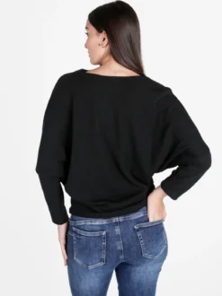 Caspiche Blusa donna con scollo a cascata e maniche a pipistrello