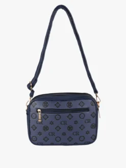 Charro Borsa a tracolla da donna con stampa monogramma - blu scuro