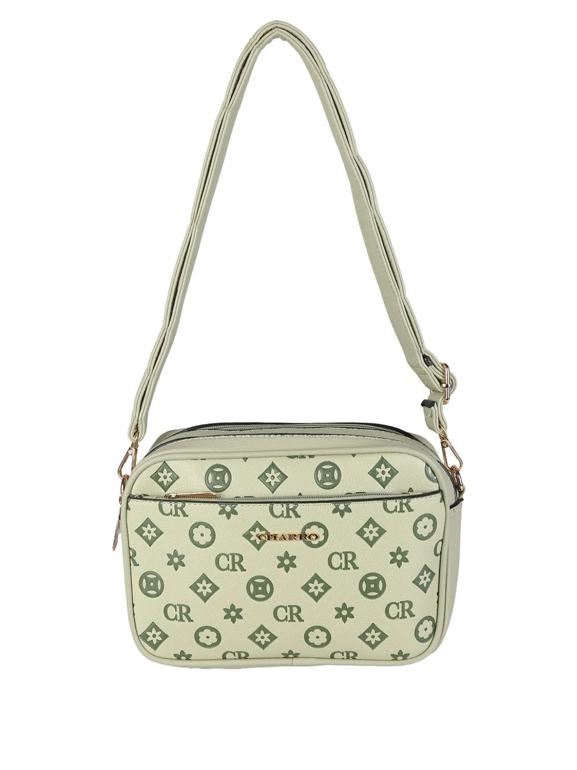 Charro Borsa a tracolla da donna con stampa monogramma - pistacchio