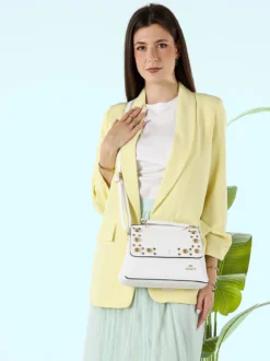 Charro Borsa frame con tracolla e borchie - bianco