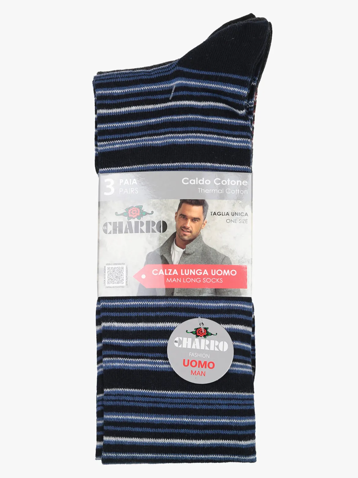 Charro Calze lunghe uomo in caldo cotone. Confezione 3 paia
