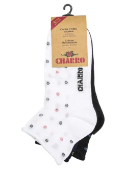 Charro Confezione da 3 paia di calze corte da donna in cotone