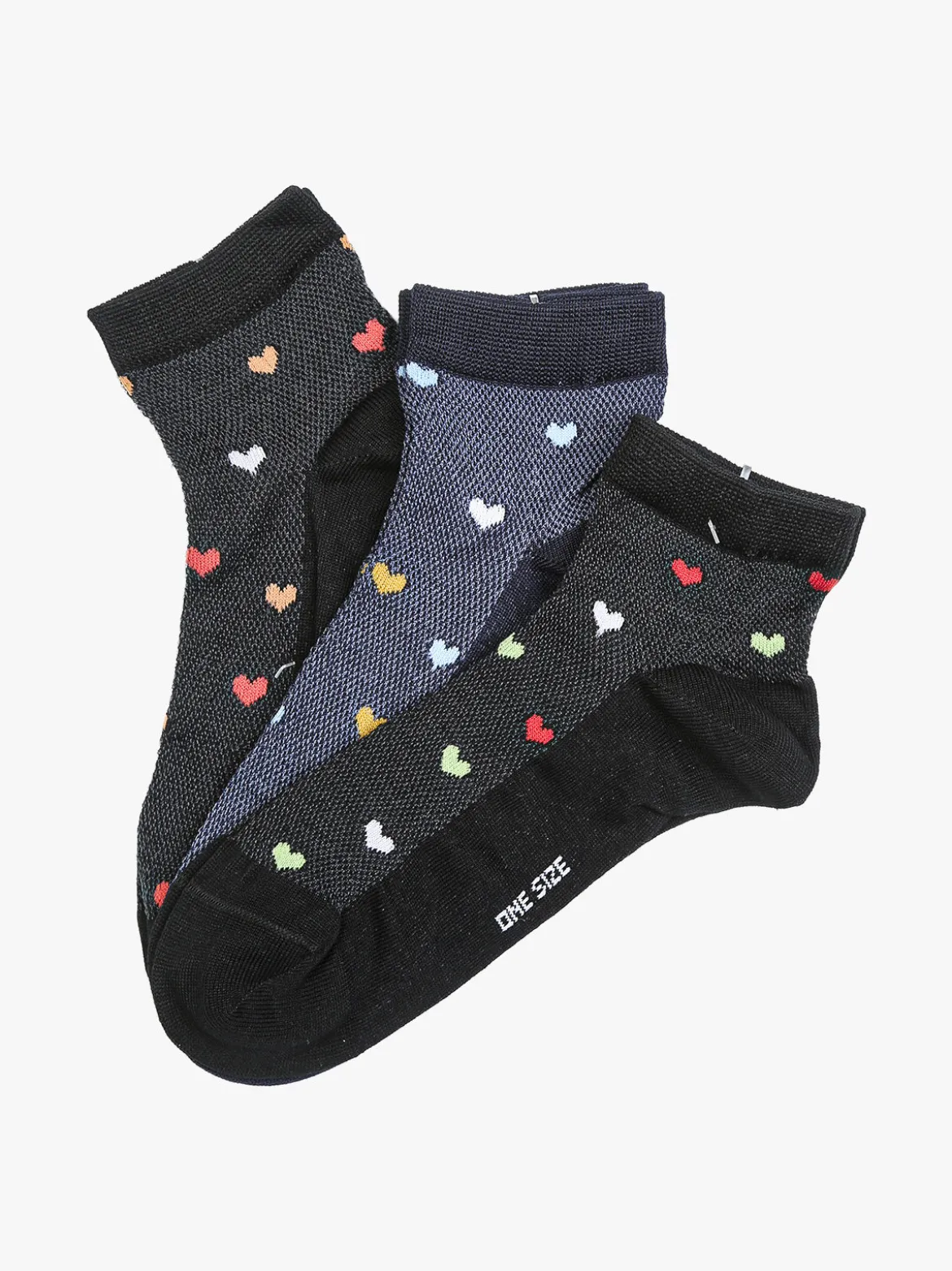 Charro Confezione da 3 paia di calze corte donna con stampa a cuori