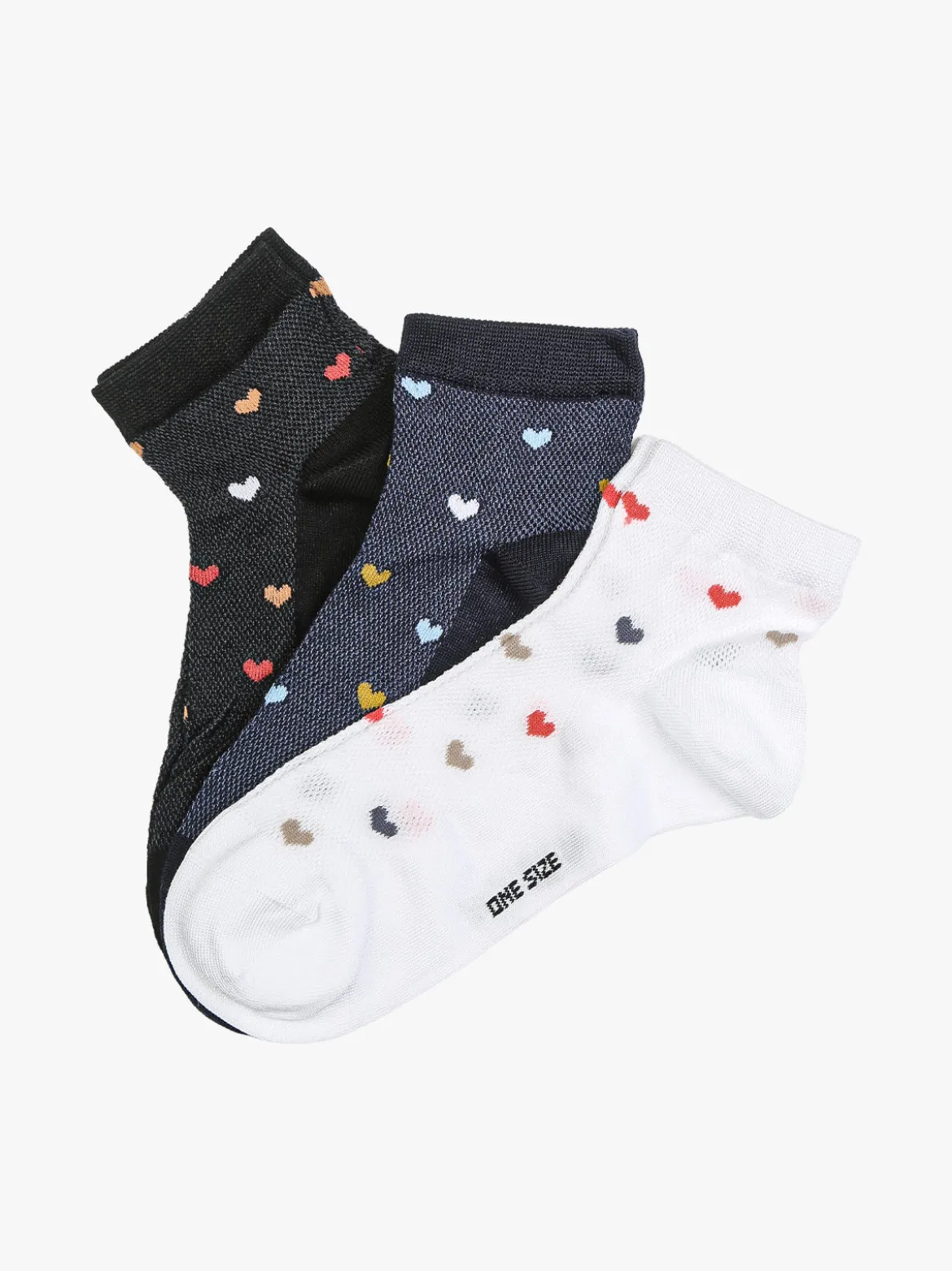 Charro Confezione da 3 paia di calze corte donna con stampa a cuori