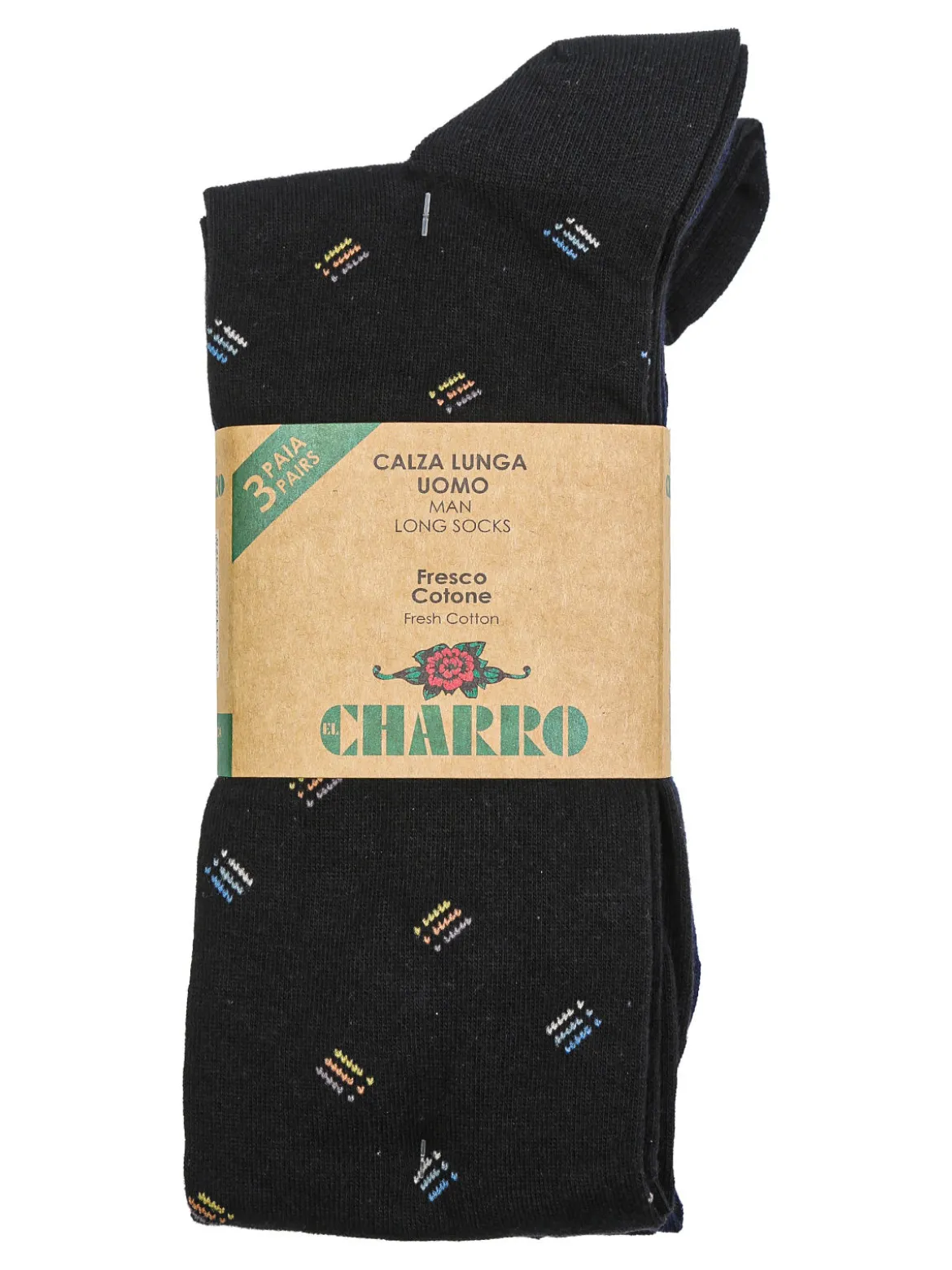 Charro Confezione da 3 paia di calze lunghe da uomo in cotone