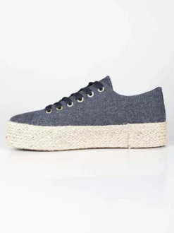 Charro Scarpe in tela jeans con platform in corda