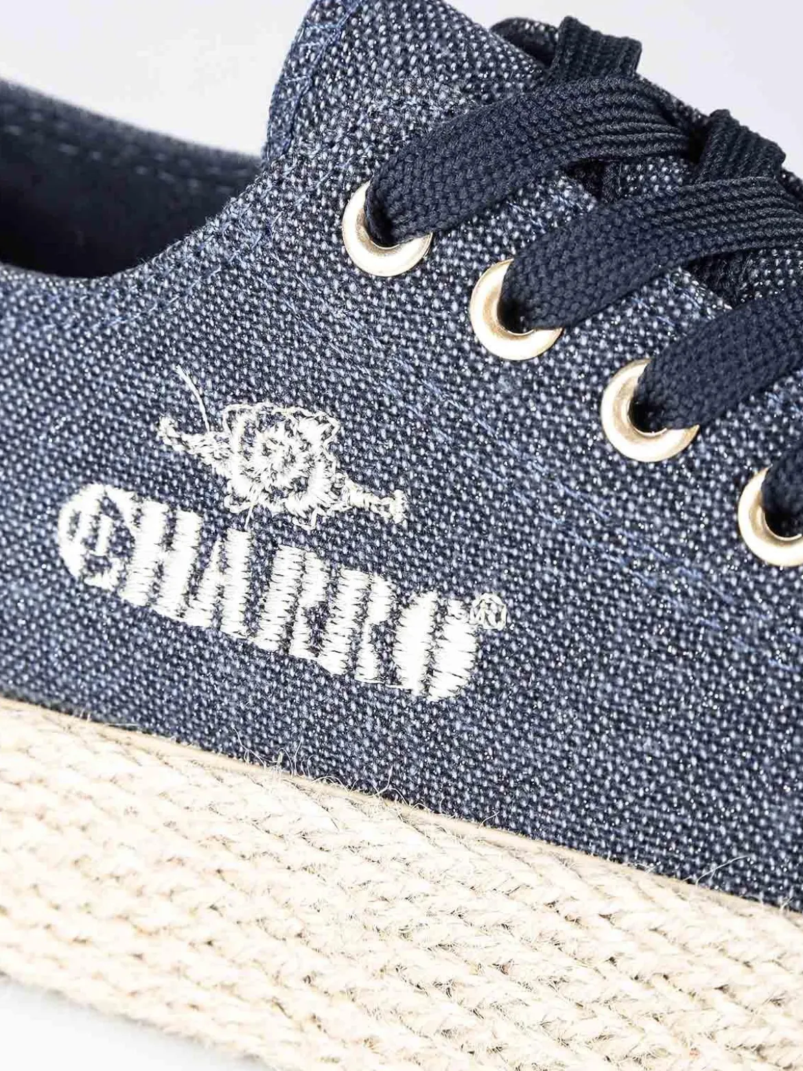 Charro Scarpe in tela jeans con platform in corda
