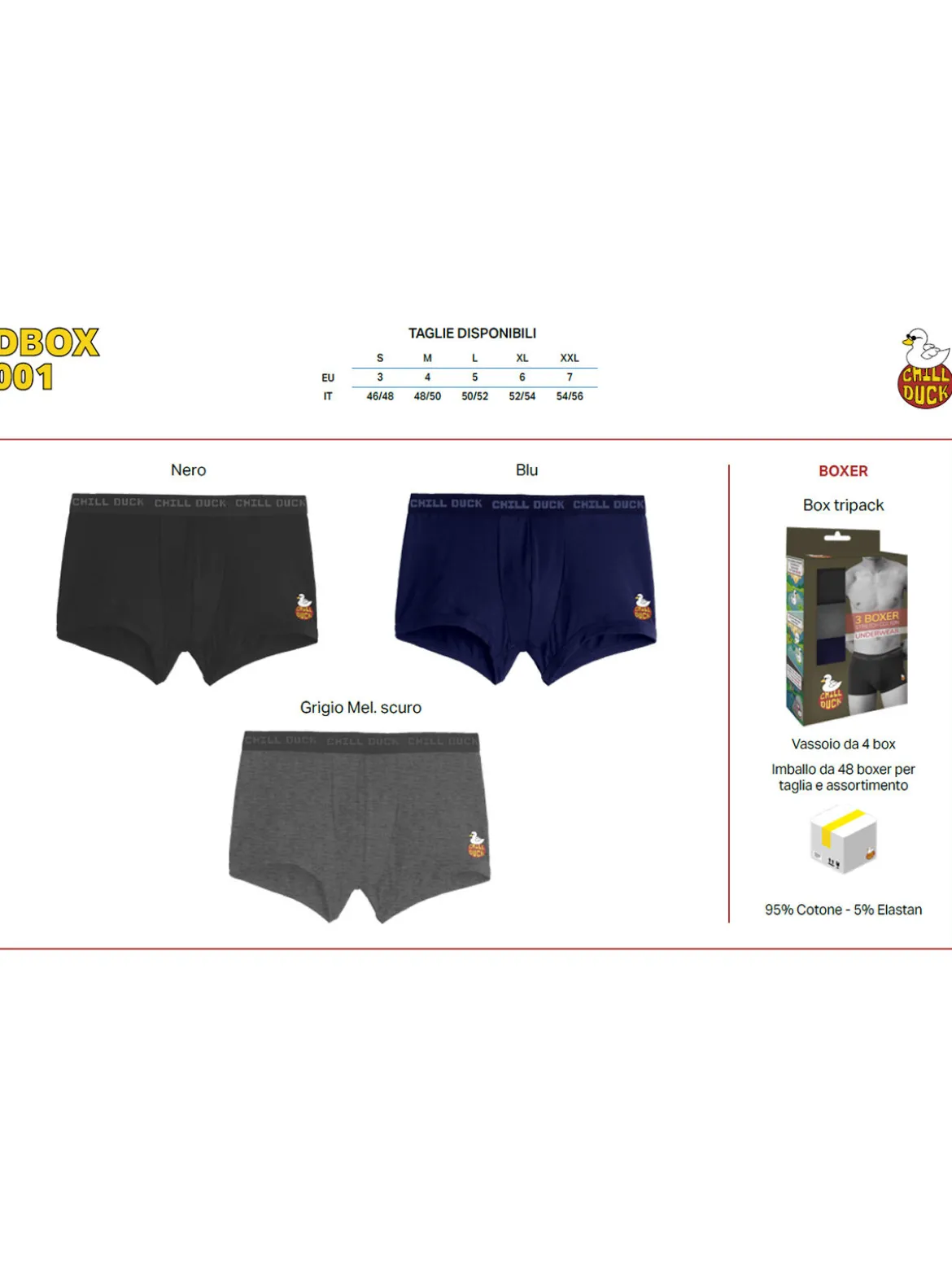 Chill Duck Confezione da 3 boxer da uomo in cotone con stampe disegni
