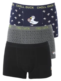 Chill Duck Confezione da 3 boxer da uomo in cotone con stampe disegni
