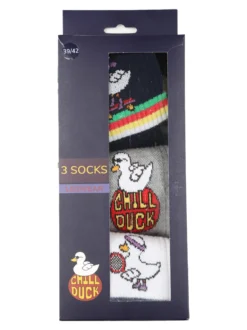 Chill Duck Confezione da 3 paia di calze unisex tennis con disegni