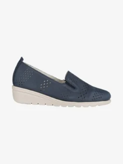 Cinzia Ballerine in pelle traforata con zeppa donna