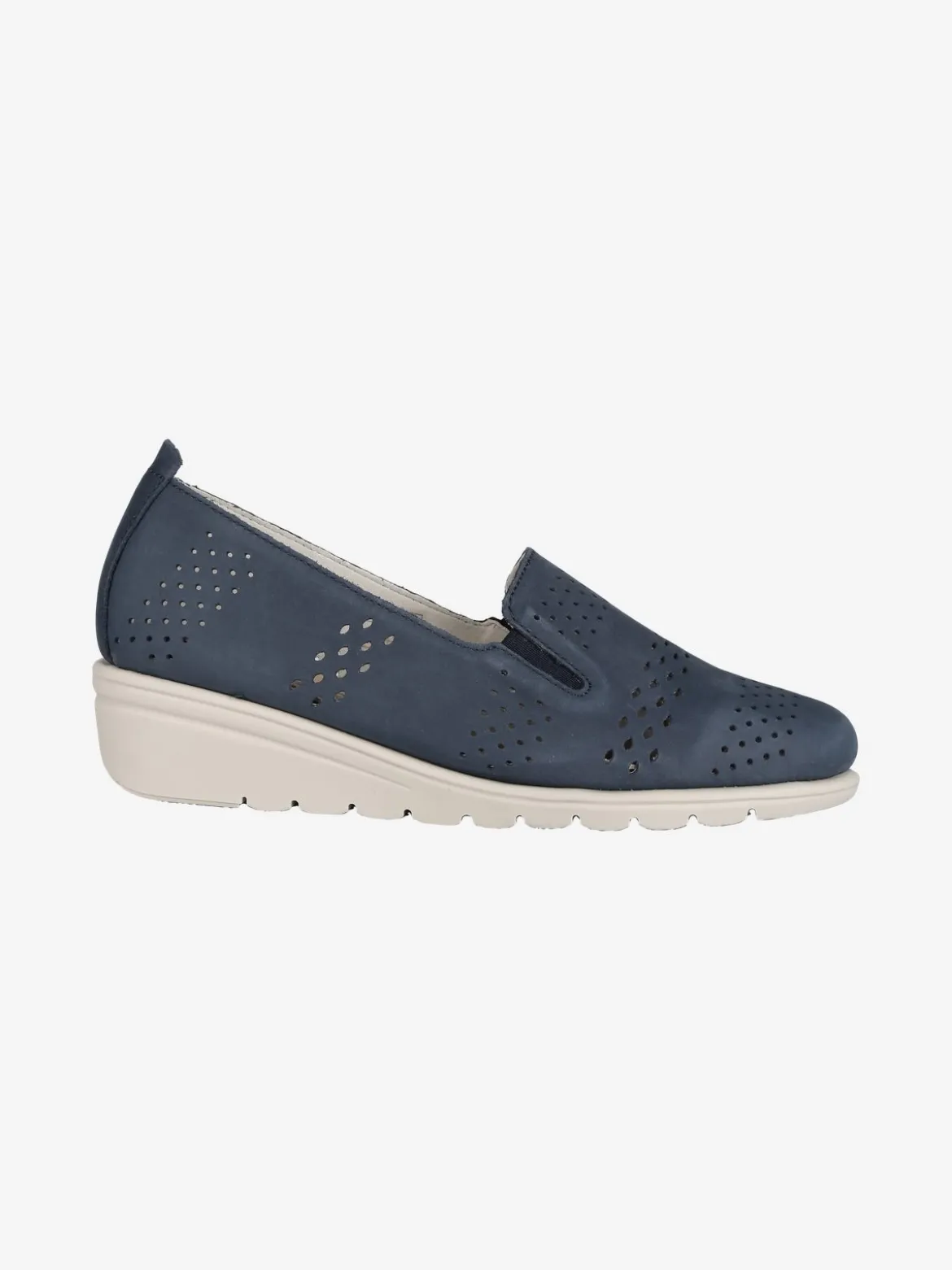 Cinzia Ballerine in pelle traforata con zeppa donna