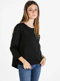 158c Maglia donna oversize a maniche lunghe - nero