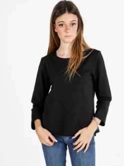 158c Maglia donna oversize a maniche lunghe - nero