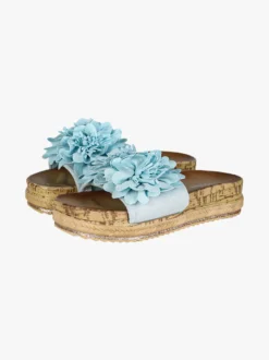 Confort Ciabatte donna con fiore e platform - blu