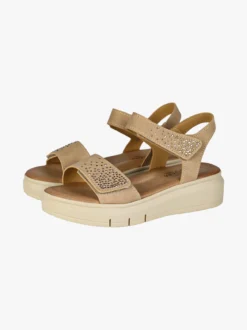 Confosana Sandali donna strass con platform e cinturini a strappo - beige