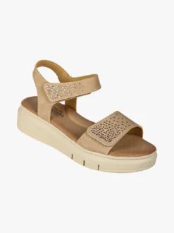 Confosana Sandali donna strass con platform e cinturini a strappo - beige