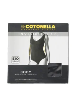 Cotonella AD691 Body donna invisibile in microfibra taglio laser - nero