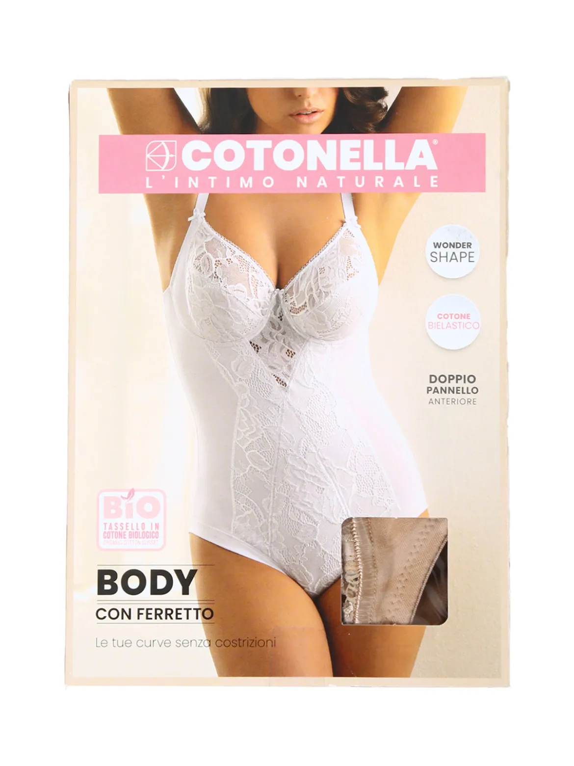 Cotonella CD521C Body donna in pizzo con ferretto coppa C - nudo