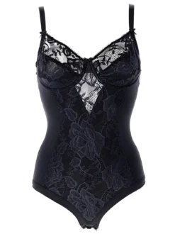 Cotonella CD521D Body donna in pizzo con ferretto coppa D - nero