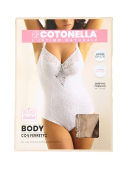 Cotonella CD521D Body donna in pizzo con ferretto coppa D - nudo