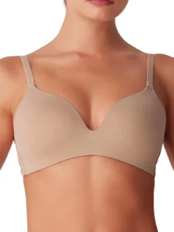 Cotonella Reggiseno imbottito da donna in microfibra senza ferretto COPPA B - beige