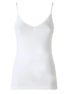 Cotonella Top donna in cotone bielastico con spalline strette - bianco