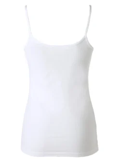 Cotonella Top donna in cotone bielastico con spalline strette - bianco
