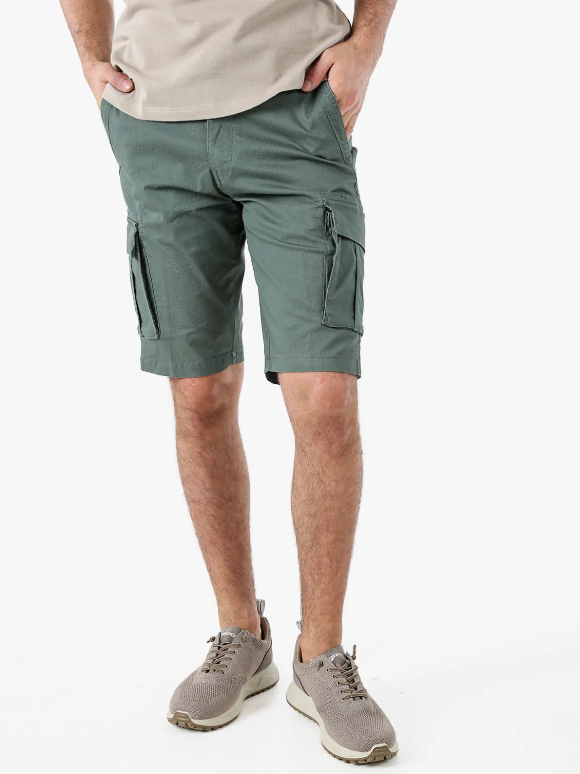 Cotton Belt Bermuda cargo da uomo in cotone stretch - verde