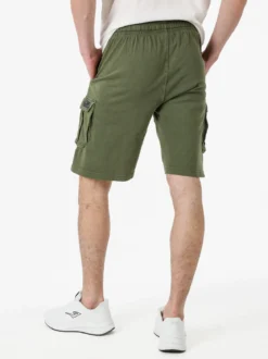 Cotton Belt Bermuda da uomo in cotone con tasconi laterali e coulisse - militare