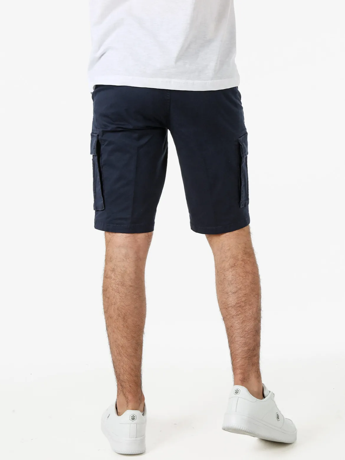 Cotton Belt Bermuda da uomo in cotone stretch con tasconi - blu scuro