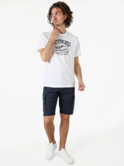 Cotton Belt Bermuda da uomo in cotone stretch con tasconi - blu scuro