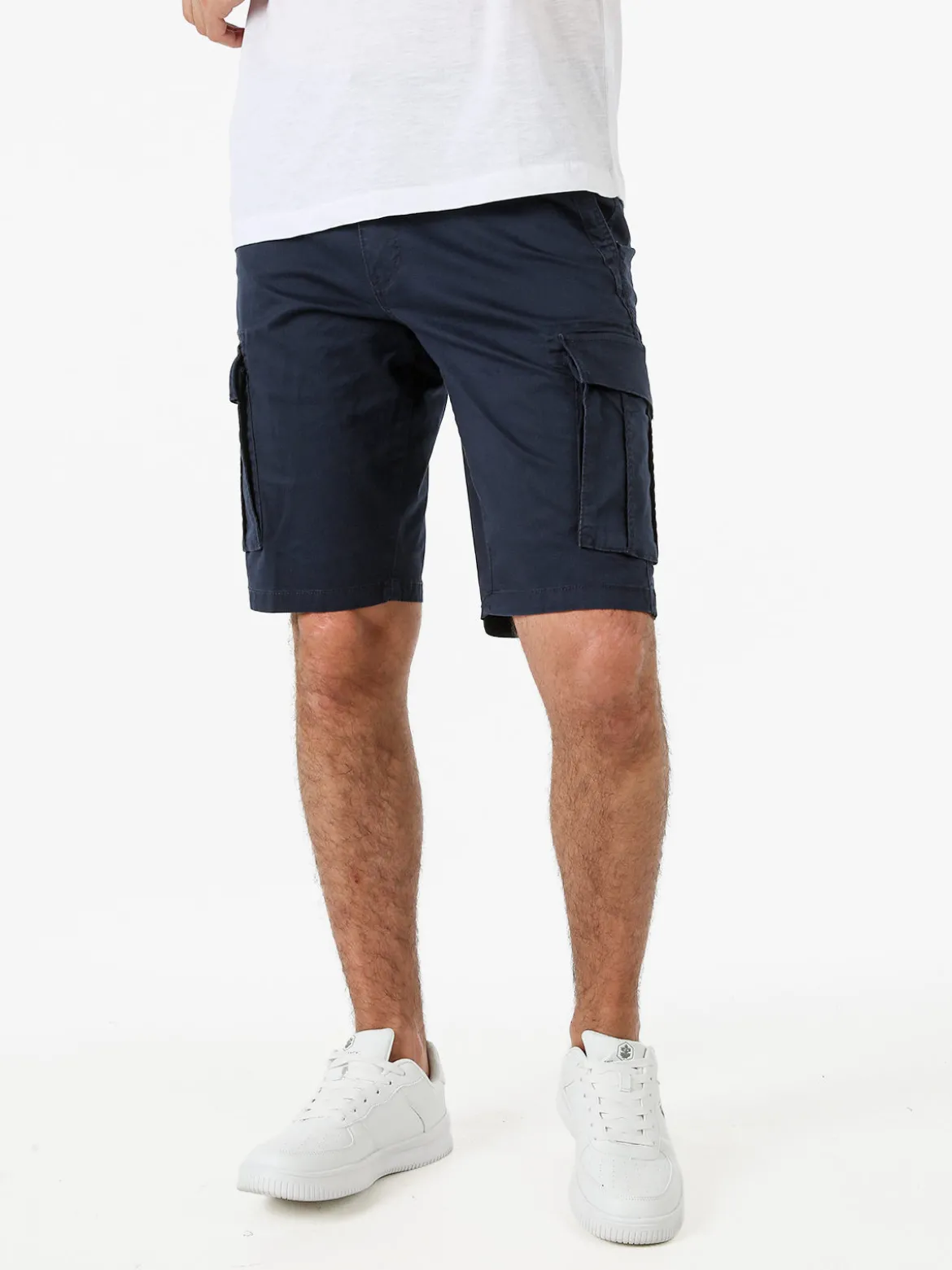 Cotton Belt Bermuda da uomo in cotone stretch con tasconi - blu scuro