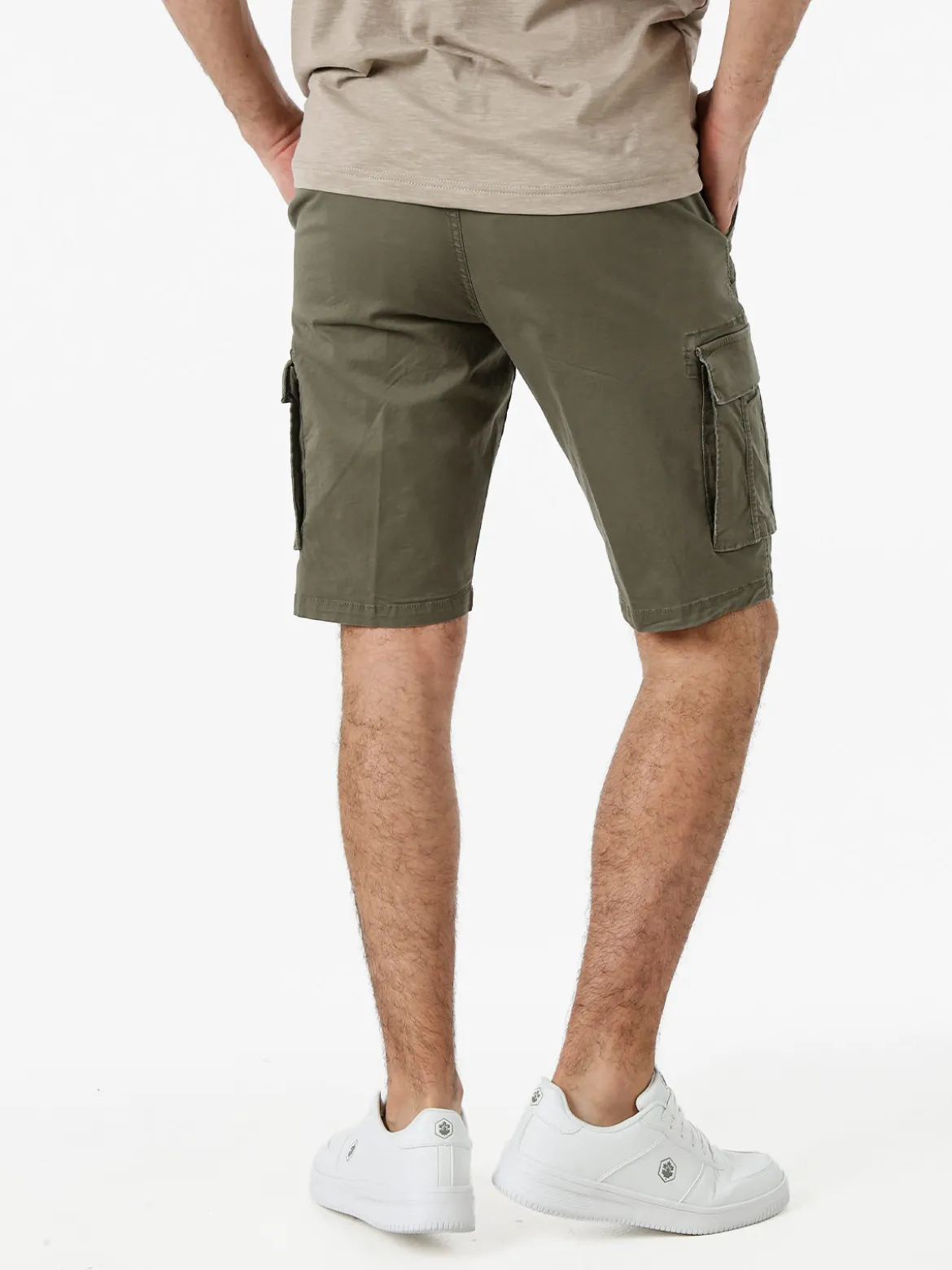 Cotton Belt Bermuda da uomo in cotone stretch con tasconi - militare