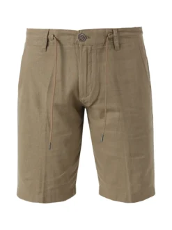 Cotton Belt Bermuda da uomo in misto lino con coulisse - khaki