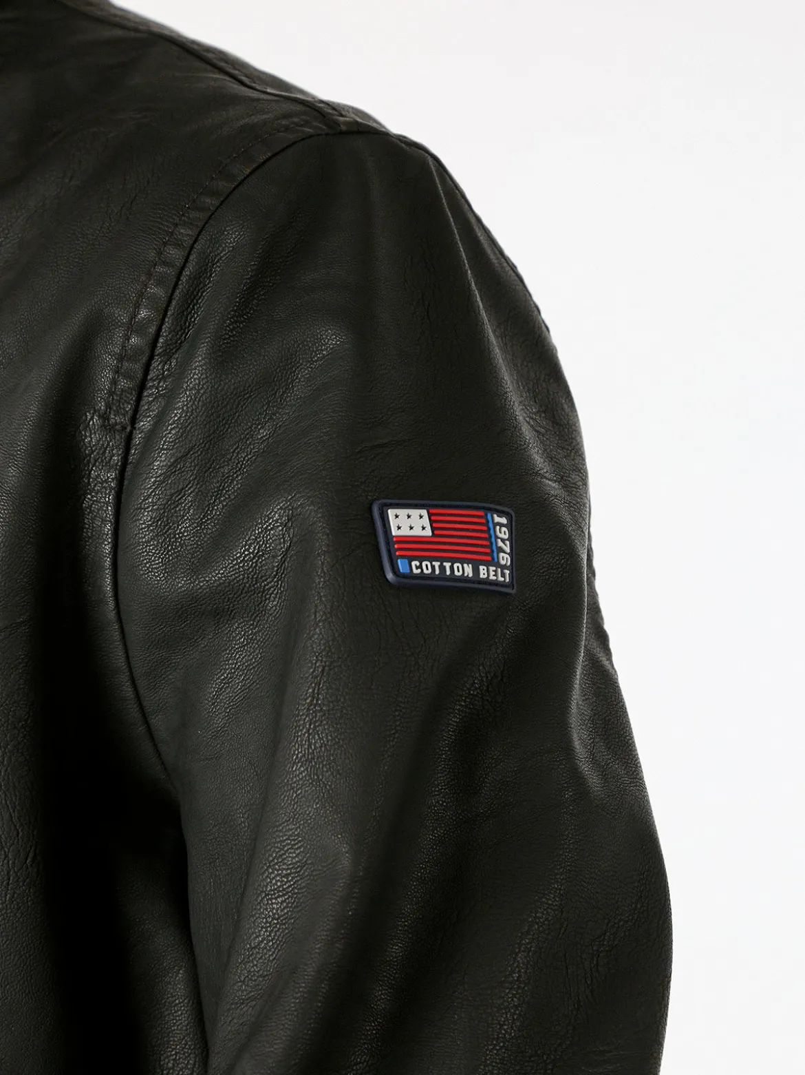 Cotton Belt Giacca in ecopelle da uomo con zip - moro