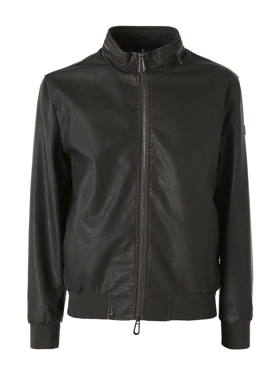 Cotton Belt Giacca in ecopelle da uomo con zip - moro